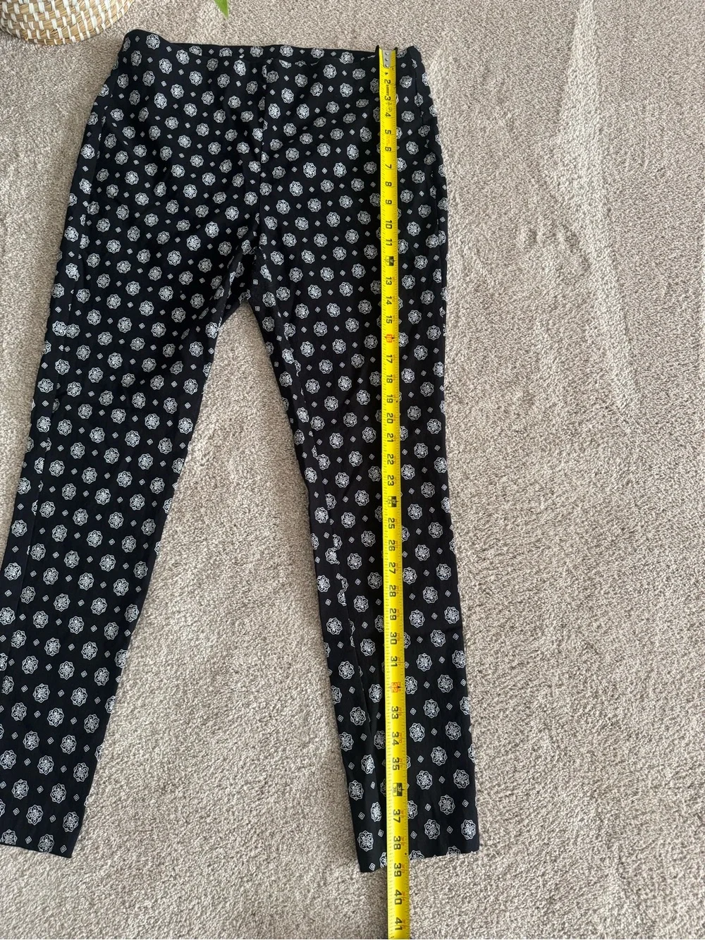 Michael Kors Black Leggings with White Dot Floral Print XL